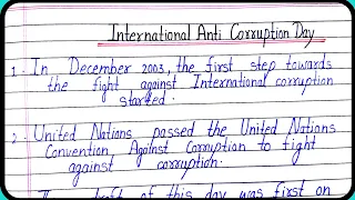 10 lines on anti corruption day in english/bhrashtachar diwas par nibandh/corruption day essay