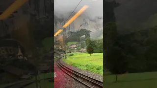 Wengen to lauterbrunnen train ride (switzerland)