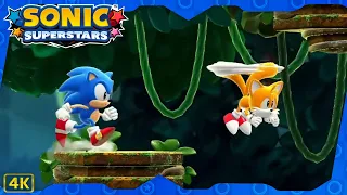 Sonic Superstars ⁴ᴷ Speed Jungle Zone (Story Mode, All 7 Chaos Emeralds) Sonic and Tails