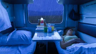 Relaxing Night Rain | Goodbye stress to sleep instantly with heavy rain on window on the train