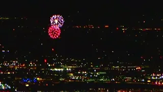 Phoenix fireworks seen from FOX 10 South Mountain cam