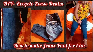 DIY Recycle Reuse Jeans/DIY TODDLER JEANS: easy upcycle from adult jeans/#recycle #denim