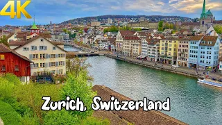 Zurich, Switzerland Walking tour 4K 60fps - A beautiful Swiss city