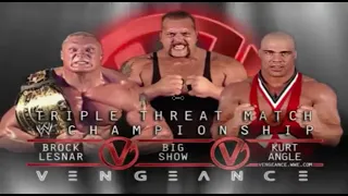 Brock Lesnar vs Kurt Angle vs Big Show WWE Championship - Vengeance 2003 HIGHLIGHTS