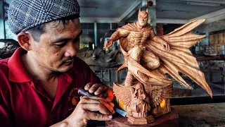 Batman - Wood Carving timelapse : The Dark Knight