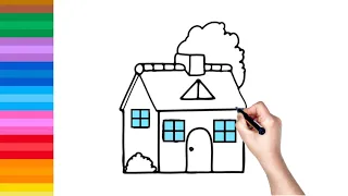 🌈🏡house drawing, coloring 🖌️🎨 How to draw house for children and minors🏠🎨🖌️