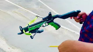 80lbs Green Black 225+ FPS Self Cocking Pistol Crossbow + Arrows Hunting Grip Bow