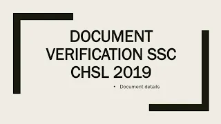 SSC CHSL 2019 document verification