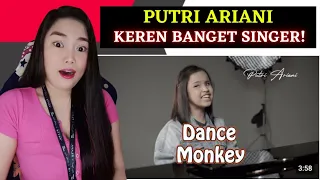 PUTRI ARIANI 🇮🇩 - Dance Monkey - Tones and I [lirik] cover | REACTION 😱