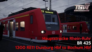 1300 RE11 Duisburg Hbf to Bochum Hbf - Hauptstrecke Rhein-Ruhr - BR 425 - Train Sim World 2020