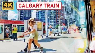 Calgary Public Transit C-Train Ride through Downtown 4K🇨🇦 CANADA Travel