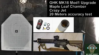 GHK Mk18 Mod1, Maple leaf chamber, Crazy Jet upgrade, 20 meters accuracy test