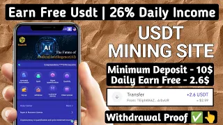 New Usdt Earning Site  Usd Mining Site 2024 Best Investment  Usdt Earning Website 781