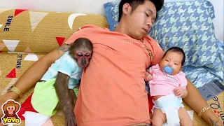 YoYo Jr helps dad take care of the baby