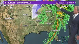 Storms with gusts over 60 Tuesday afternoon and evening