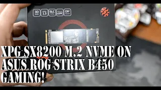 XPG SX8200 Pro on an ASUS Rog Strix B450 Gaming Motherboard