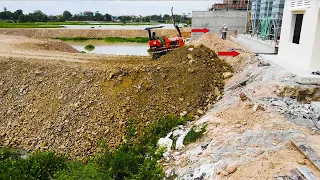 Full Project Great Action with small Dozer Push Land In Lake​​ Build clean water system