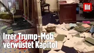 Schutt und Trümmer im Kapitol: Trump-Unterstützer verwüsten das Parlamentsgebäude
