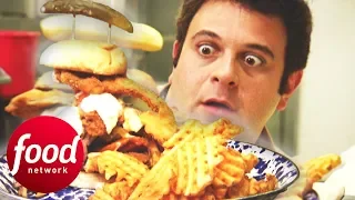 Adam Struggles To Beat This 5 LB Sandwich Filled With All Kinds Of BBQ Meats | Man v Food