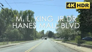 M. L. King Jr Dr to Hanes Mall Blvd, Winston-Salem, North Carolina, USA | Road Tour | 4K HDR