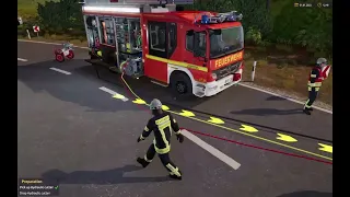 Notruf 112. Car crash with person trapped!