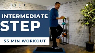 Step Aerobics Workout - Intermediate Step with Steve SanSoucie SS Fit Studio 135 bpm 55 Min Workout