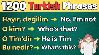 1200 Turkish Phrases - Complete Parts - Improve Your Turkish with Useful Phrases | Language Animated