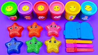 Satisfying Video l How To Make Glitter Ice Cream & Rainbow Playdoh Star Cutting ASMR #96