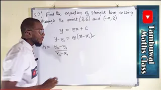NECO 2020 Question 30 | Equation of a straight line