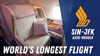 World's LONGEST FLIGHT Singapore to New York JFK on Singapore Airlines A350 900ULR Business Class