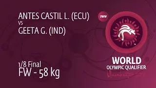 1/8 FW - 58 kg: L. ANTES CASTIL (ECU) df. G. GEETA (IND) by FALL, 6-0