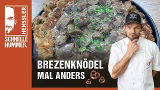 Schnelles Brezenknödel-Pfannkuchen mit Rahm-Speck-Champignons Rezept von Steffen Henssler