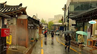 [4K Walk] Beauty of Korean Tradition on Rainy Day :Bukchon Hanok Village ❘ rain ambience city sounds