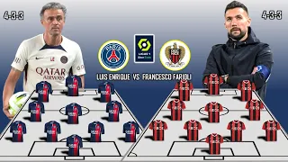 PSG VS Nice ||  Luis Enrique Vs Francesco Farioli  POTENTIAL LINEUP LIGUE 1 FRANCE LIGA 2023