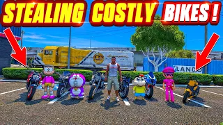 Costly Bikes “🏍️” Stealing Challenge In GTA5 With Shinchan Doraemon & Little Singham😱 Full Fun🤣