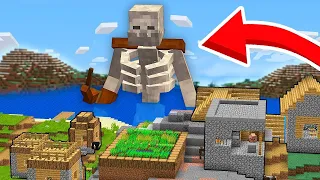 Minecraft NOOB vs PRO: THIS VILLAGE ATTACKED BY BIGGEST SKELETON MONSTER ANIMATION