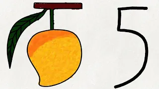 5 से आम का चित्र बनाये  | बहुत आसनी से Mango Drawing बनाना सीखे Drawing Kids Art