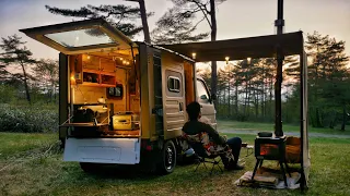 Solo Camping with Birdsong, a Firewood Stove, and the Magic of Sunsets | Relaxing nature ASMR