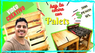 MUEBLE CON PALETS !👌🛠 Para tu parrilla de Gas...🍳🔥 hazla tu con solo $300 ps.mx.( Ideas con palets )