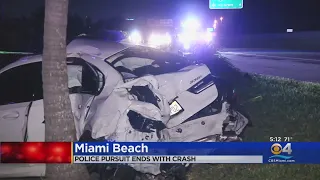 Police Pursuit Ends With Crash In Miami Beach, Suspect In Custody