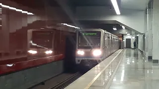 прибытие электропоезда Русич, на конечную станцию СКЛ "Коммунарка".