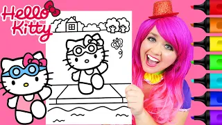 Coloring Hello Kitty Swimming Pool Sanrio Coloring Page Prismacolor Markers | KiMMi THE CLOWN