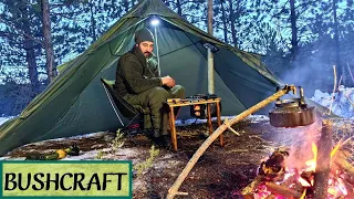 KIŞ KAMPI!!! -7 DERECEDE ÇADIR KAMP SOBASI İLE BUSHCRAFT!!!