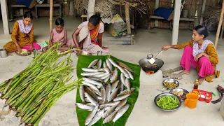 How to cook SMALL FISH recipe with KOCHUR LOTI by santali tribe girl | Rural villagers lifestyle