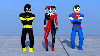 Team Batman & Superman vs Harley Quinn & NPCs - Superhero Ragdoll Physics