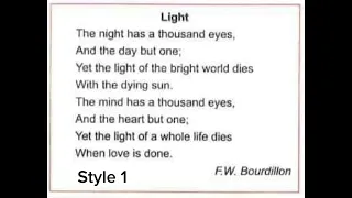 Light ( the night has a thousand eyes) Grade 9 poem