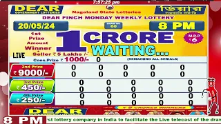 [LIVE] Lottery 8:00 PM Dear nagaland state lottery live draw result 20.05.2024 | Lottery live