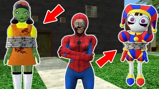 Granny Spiderman vs Digital Circus vs Zombie Squid Game - superheroes animation (p.1-9)