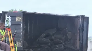 Dump truck catches fire in Brevard County crash