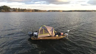 Jon Boat Tent Camping! + Catch n' Cook